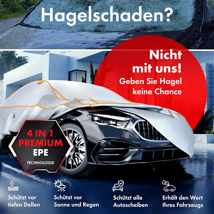 Walser Premium Hagelschutz Abdeckplane Auto, Auto Hagelschutzplane EPE mit UV-Schutz, 100% wasserdic
