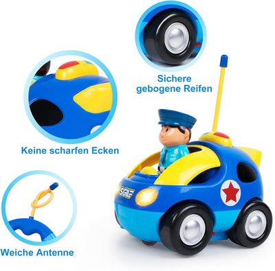 SGILE RC Auto Ferngesteuertes Spielzeugauto für Kleinkinder und Kinder, RC Polizeiauto mit Licht und