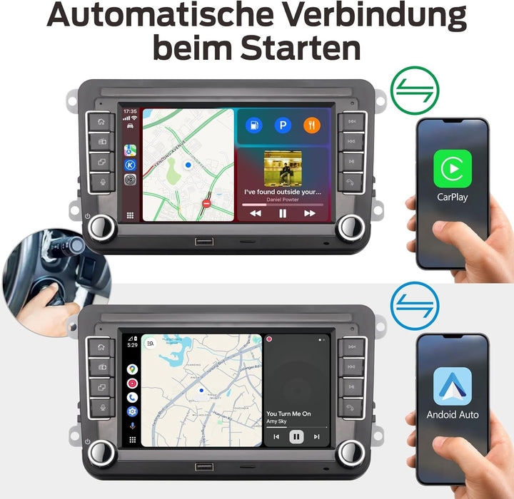 Autoradio für VW Passat Caddy Tiguan Touran Golf 5 6 GTI T5 EOS Polo mit Wireless Carplay Android Au