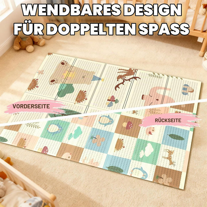 Soontrans Krabbelmatte Baby, Spielmatte Baby Faltbar, 180x120x1cm, Play Mat for Babies Doppelseitige