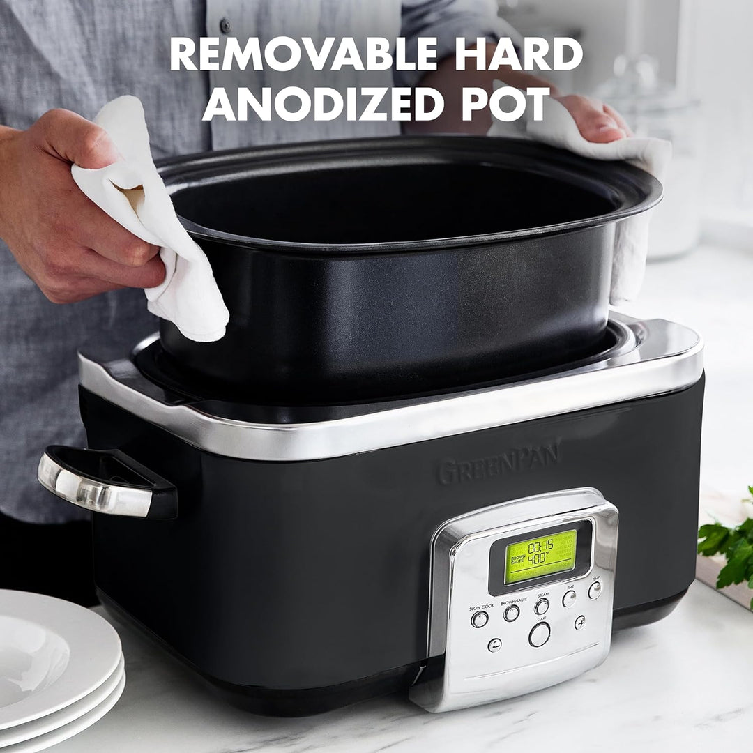 GreenPan Slow Cooker, 6 Liter, PFAS-frei, Schwarz Slow Cooker Schwarz