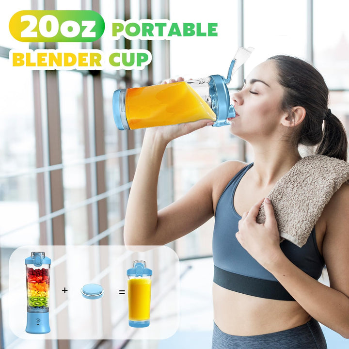 Tragbarer Mixer Smoothie Maker - 600ml Mini Standmixer to Go - 6 Klingen, Reisedeckel und Isolierte