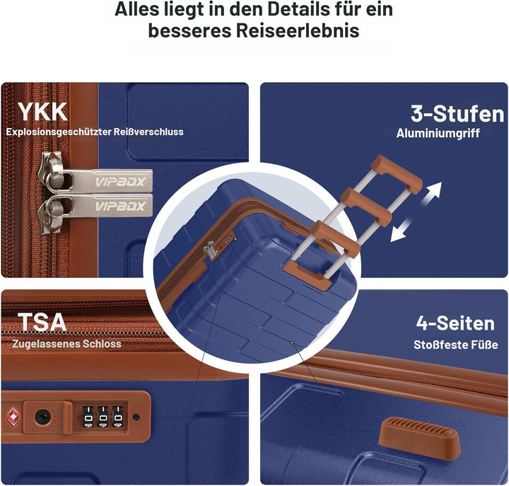 Vipbox Koffer Hartschale Gross 75cm (3 Jahre VIP-Service) Erweiterbar Leicht Polycarbonat Reisekoffe