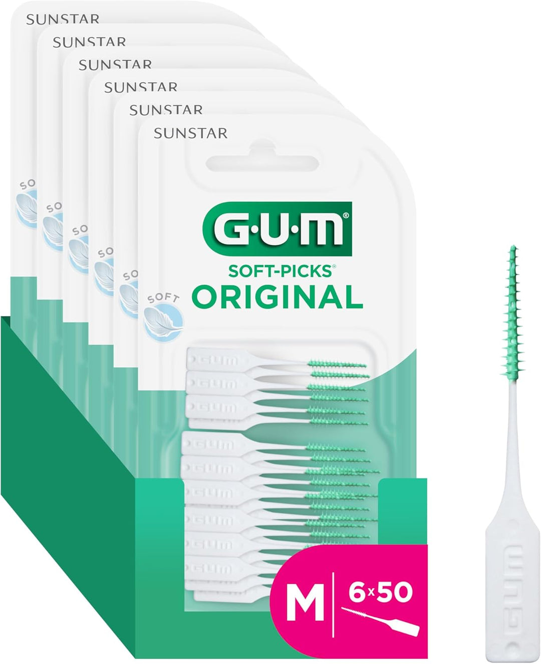 GUM SOFT-PICKS ORIGINAL Interdentalreiniger | Zahnreinigung Und Plaqueentfernung (M - 6x50) M - [6 x