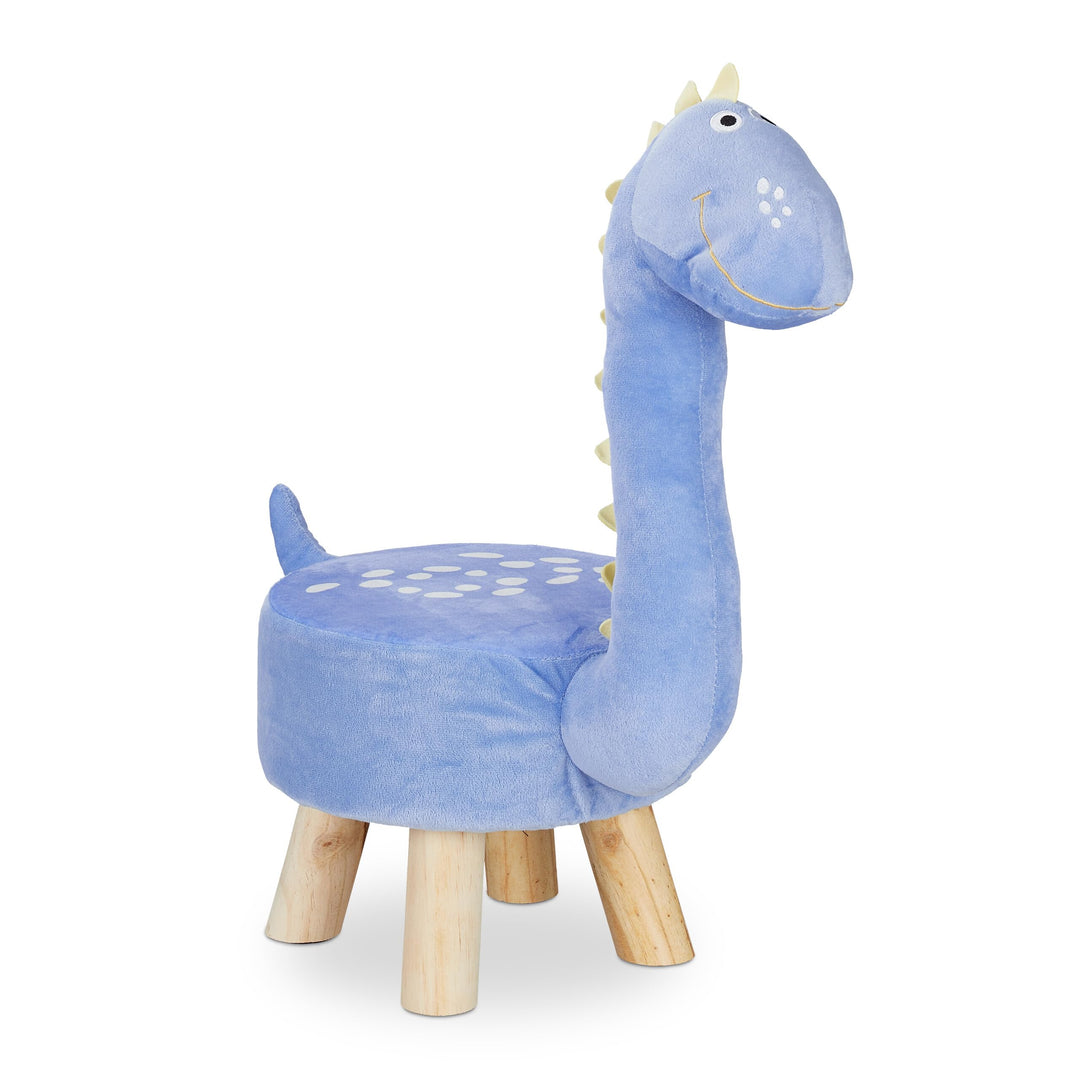 Relaxdays Tierhocker Dino für Kinder, Plüschbezug, rund, Sitzgelegenheit Kinderzimmer, Kinderhocker