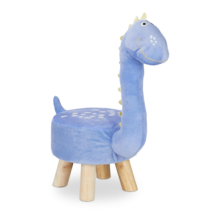 Relaxdays Tierhocker Dino für Kinder, Plüschbezug, rund, Sitzgelegenheit Kinderzimmer, Kinderhocker