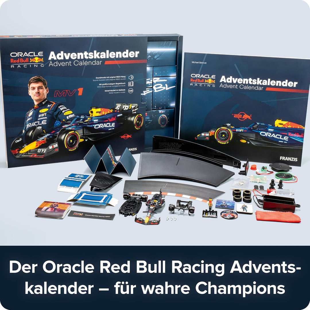 FRANZIS 67245 - Oracle Red Bull Racing Adventskalender 2025 - Modellbausatz im Massstab 1:43, inkl.