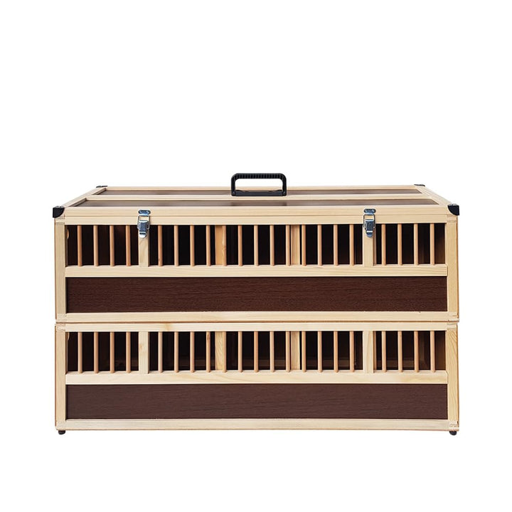 Kleintier-Transportbox aus Holz - 10 Abteilungen - je mit verschliessbarem Innendeckel