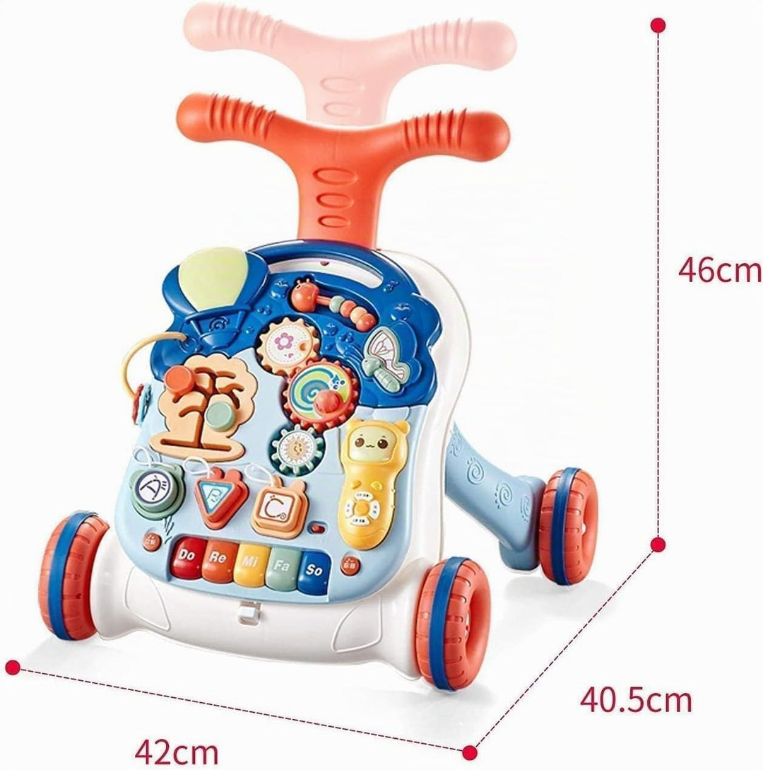 Lauflernwagen Kippsicher Baby Walker,Montessori-inspiriertes Spielzeug,Abnehmbares Musikpanel,Laufle