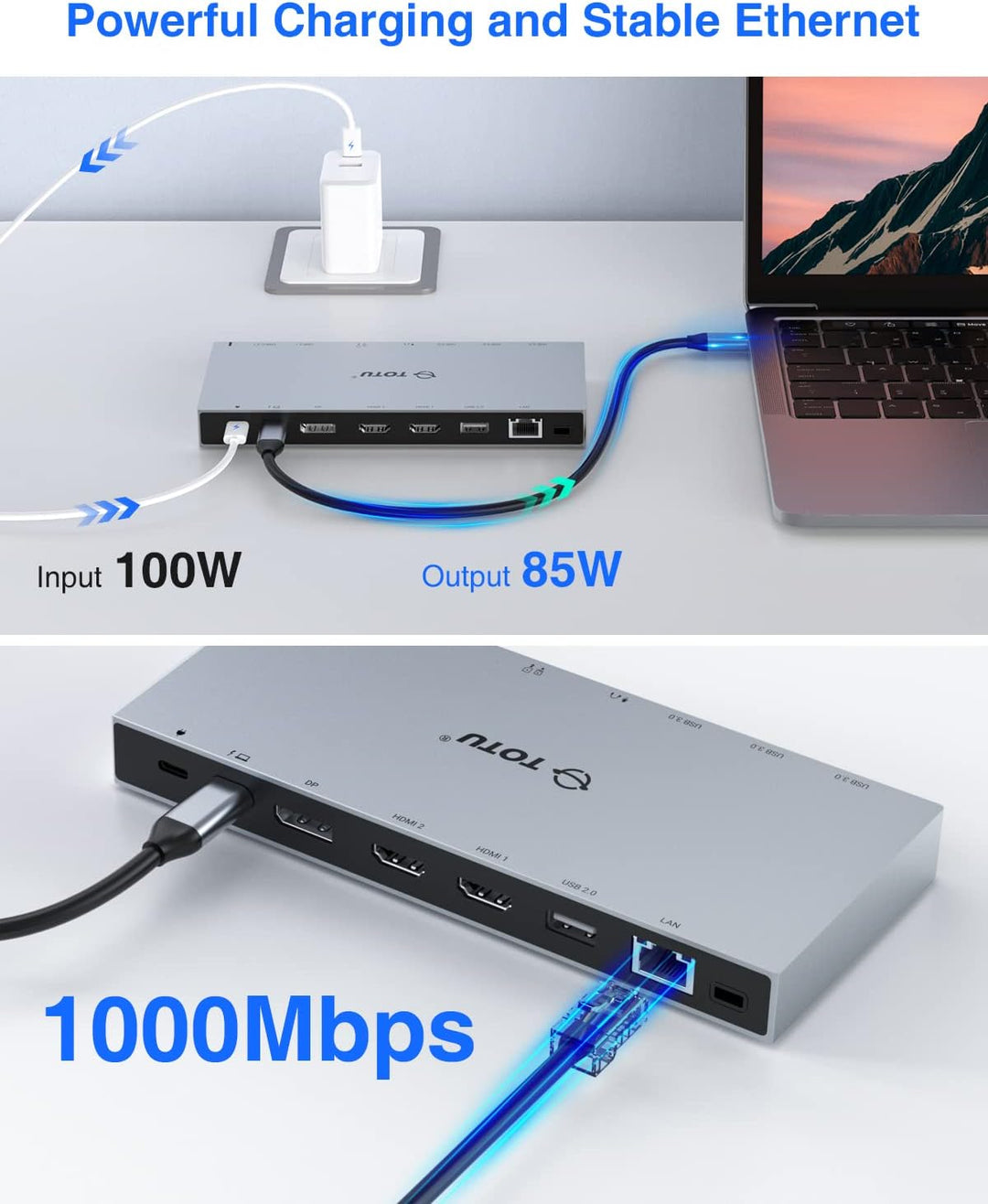 Docking Station, TOTU 15 in 1 USB C Docking Station 3 Monitore mit Dual HDMI 4K, DisplayPort, 10Gbps