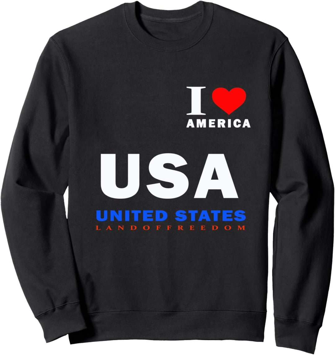 I love USA Heart Juli 4th Land of Freedom Amerika Flagge Sweatshirt