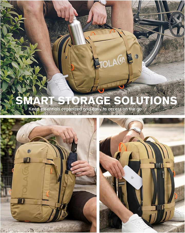 Tolaccea Reiserucksack, Handgepäck Rucksack Flugzeug, TSA-Freundlicher Laptop Rucksack 15,6 Zoll, Er