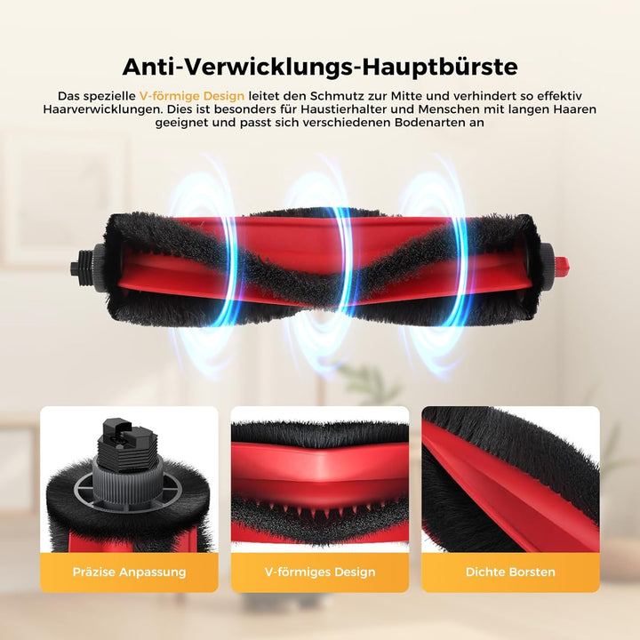 Yivy 24 Stück Zubehör für Roborock Q7 L5+,Q7 L5 Plus, Q7 M5+, Zubehör :2 Hauptbürste, 6 Seitenbürste