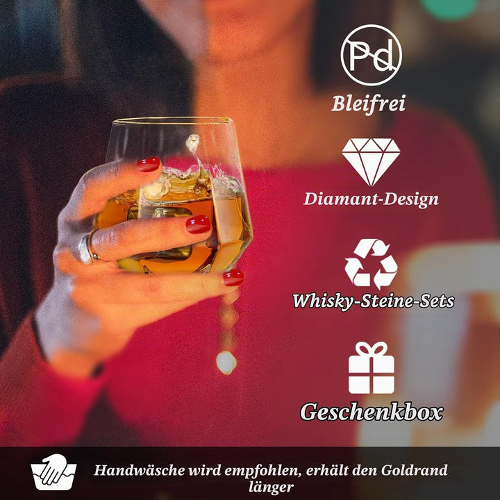 Diamond Whisky Glasses 2er-Set Gekipptes Scotchglas 300 Ml Whiskyglas Moderner Look Für Männer Fraue
