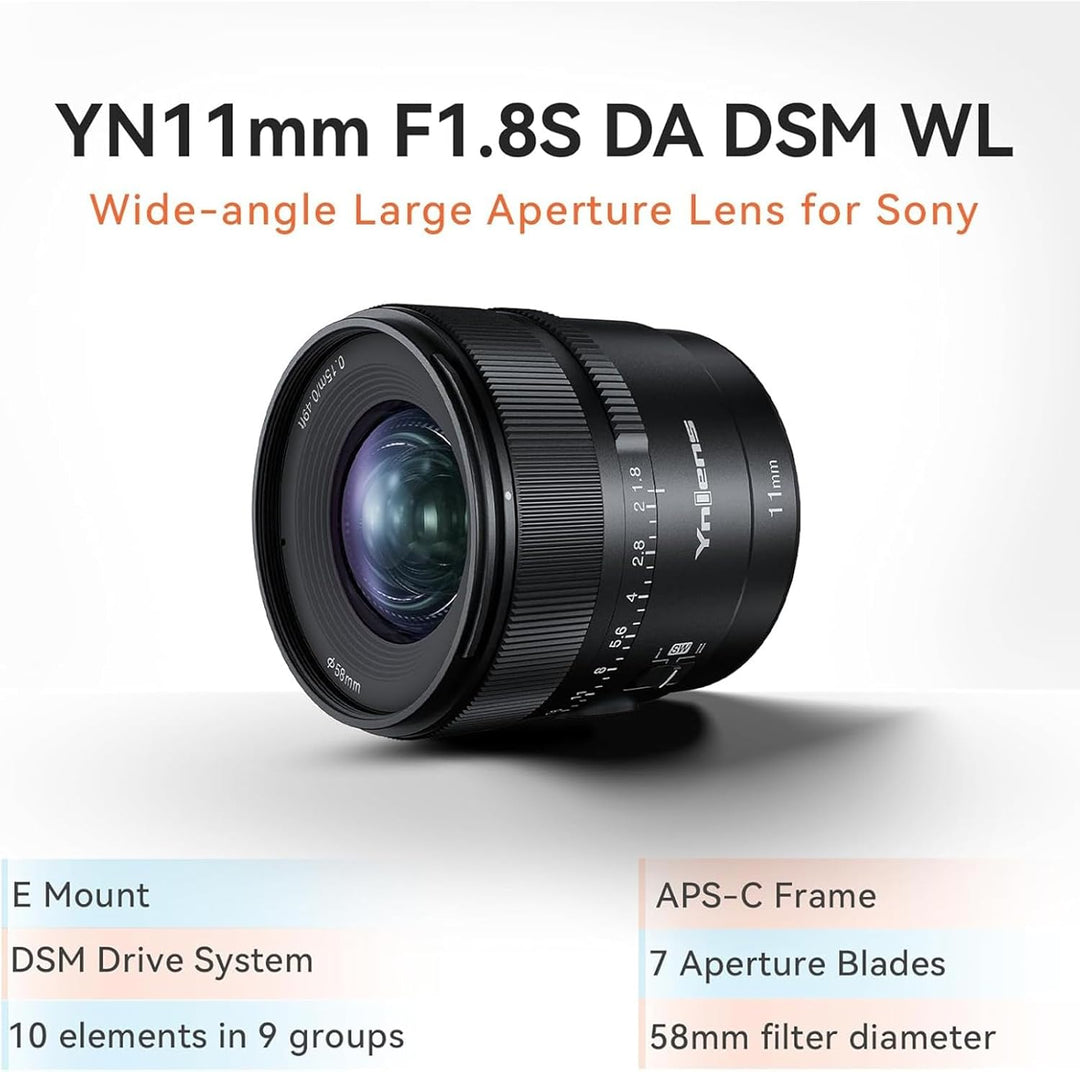 EACHSHOT Yn11Mm F1.8S Lens W/Remote Controller for Sony 11Mm F1.8 Large Aperture Fixed Prime Lens Au