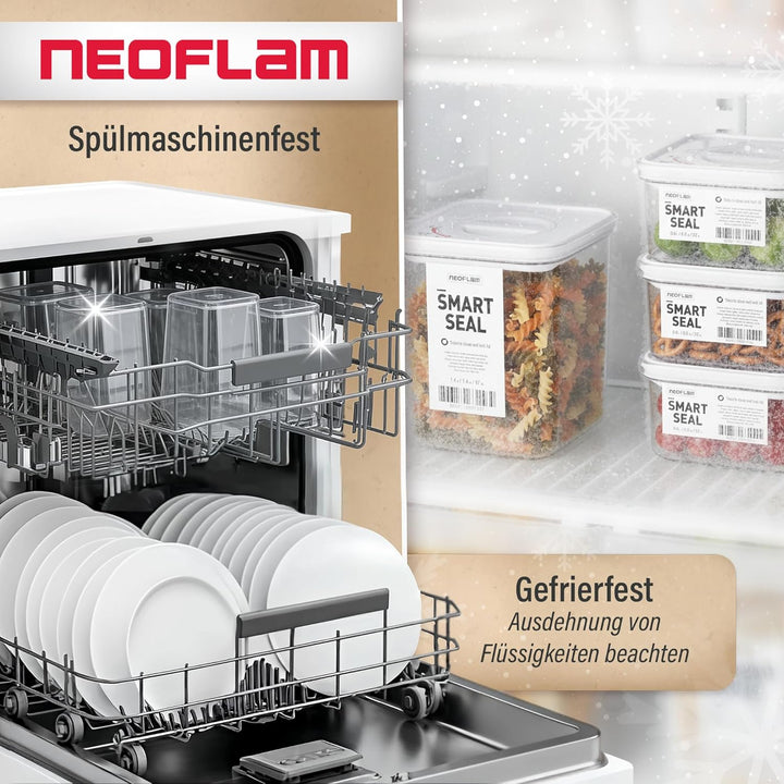 Neoflam® Vorratsdosen mit Deckel Luftdicht, Vorratsorganizer 4er Set BPA-frei, Vorratsbehälter mit E