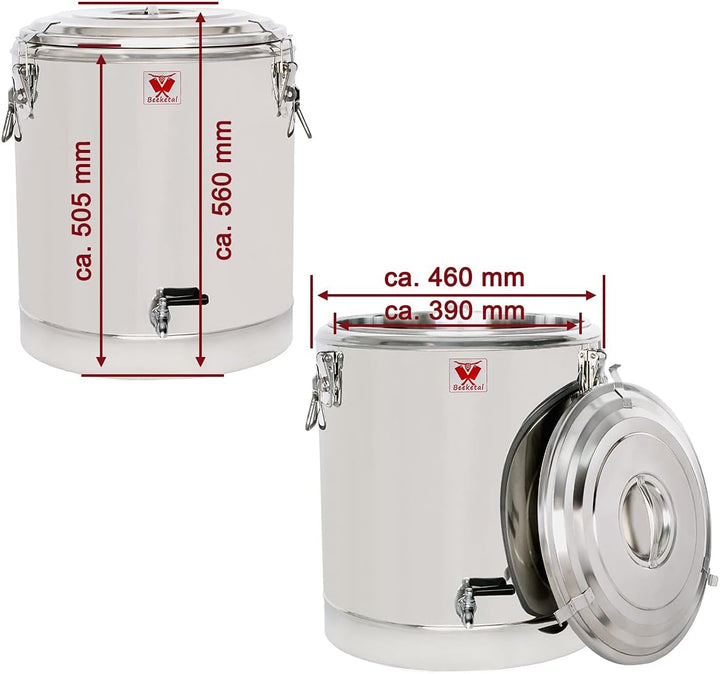 Beeketal 'BTE-60' Transport Thermobehälter 52,5 L mit Ablaufhahn für Speisen und Getränke, Gastro Sp
