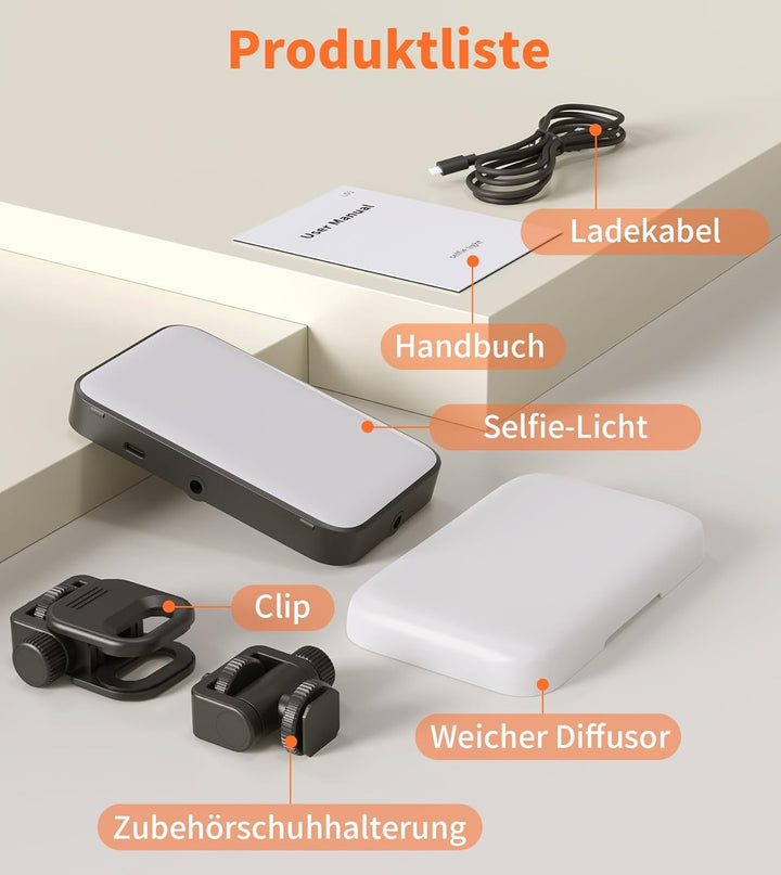 TONEOF 96 LED Handy Licht mit Weichem Diffusor und Integriertem Ständer, Wiederaufladbare Kameralich