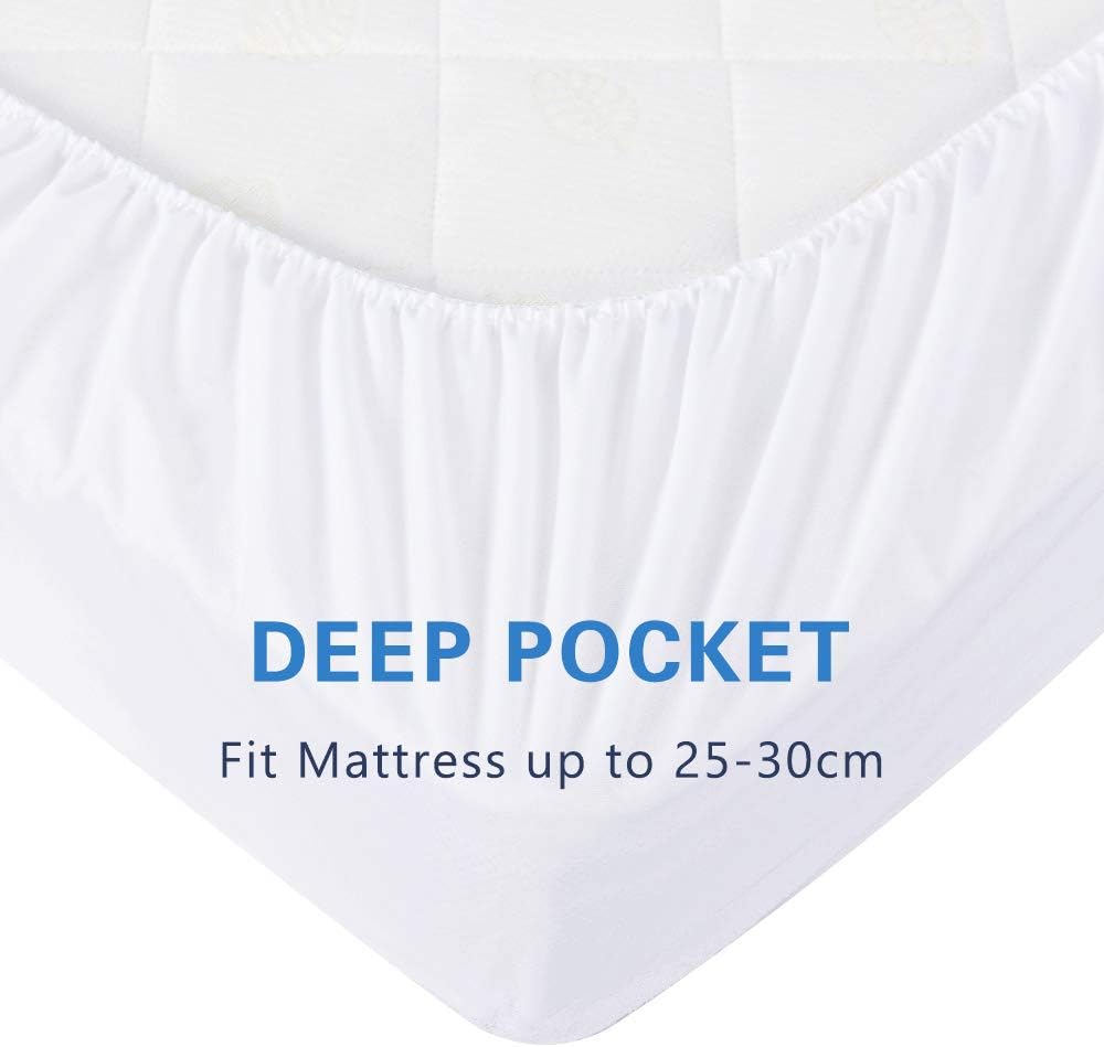 Bedecor Doppelpack Matratzenschoner 90x200cm Wasserdicht Atmungsaktive Bambus Matratzenauflage Wasse