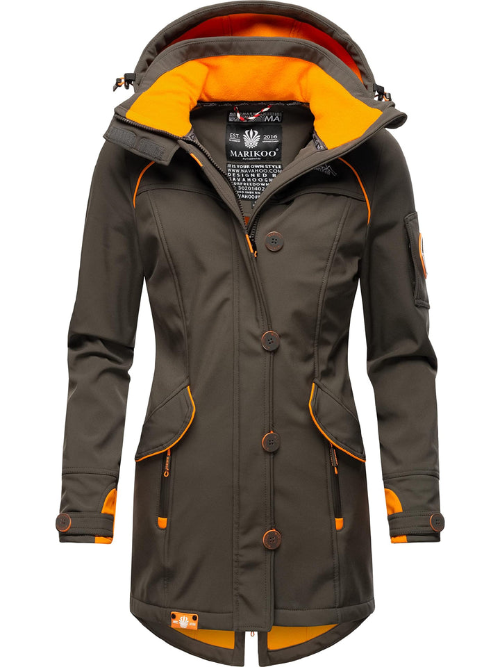 MARIKOO Damen Outdoor Parka Kurzmantel Outdoor Mantel wasserdicht mit Kapuze Soulinaa XS Anthracite,