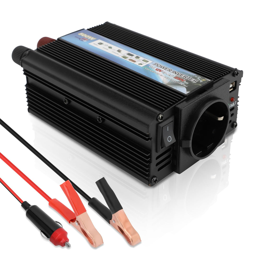 500W Wechselrichter DC 12V auf 220-230V Spannungswandler Auto Steckdose Stromwandler, Adapter Zigare