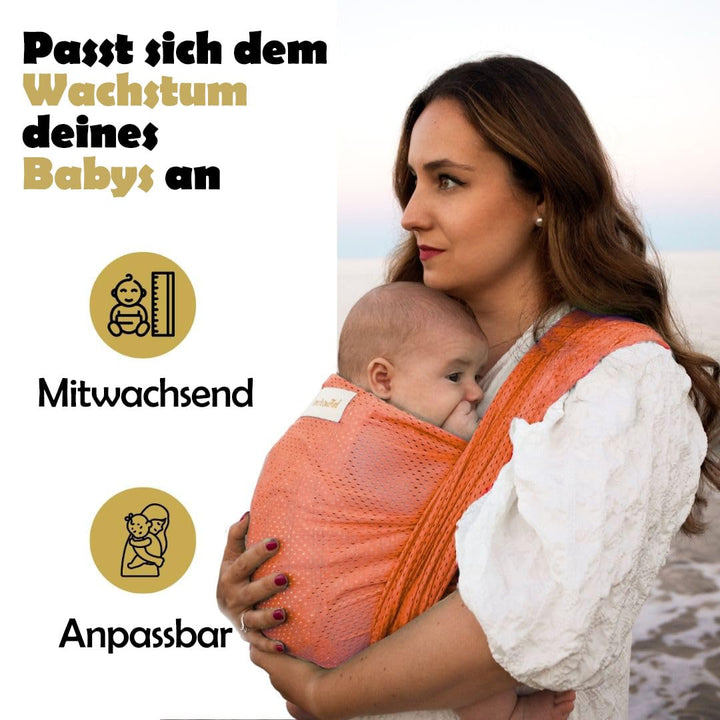 Amarsupiel | Wasser-Babytrage | Schnelltrocknend || Waterproof | Farbe Koralle, Koralle