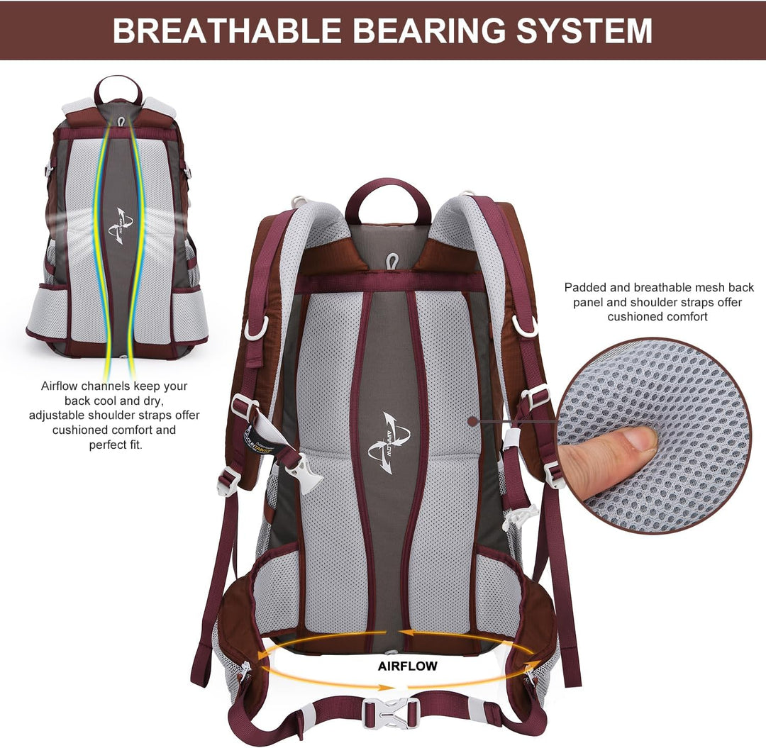 MOUNTAINTOP 40L Wanderrucksack Herren Damen Trekkingrucksack Outdoor Rucksäcke mit Regenhülle für Ca