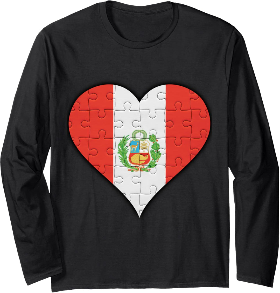 Peru Peruanische Flagge Herz Langarmshirt