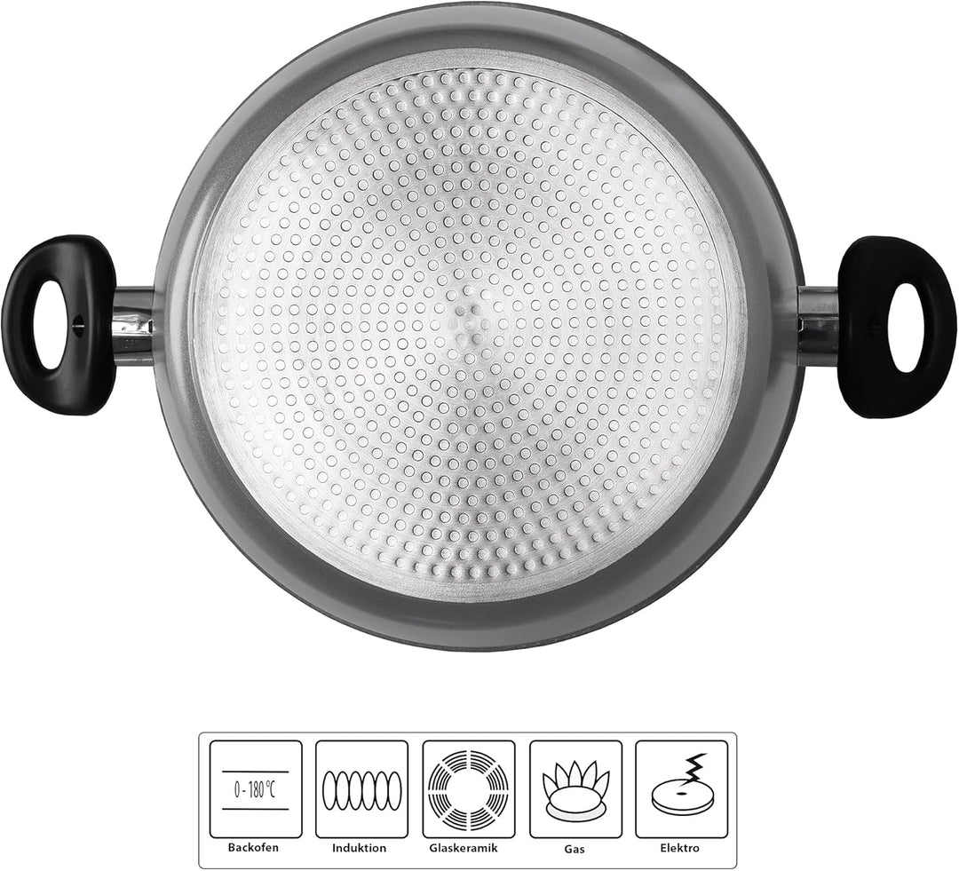 Stoneline XXL Kochtopf 28 cm, mit Deckel, Induktion, Aluguss, beschichtet mit echten Steinpartikeln,