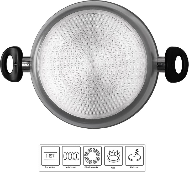 Stoneline XXL Kochtopf 28 cm, mit Deckel, Induktion, Aluguss, beschichtet mit echten Steinpartikeln,