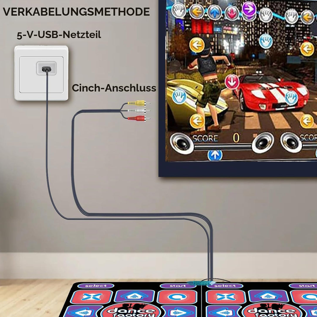 Tanzmatte 2-in-1 für TV und PC, doppelte Tanzmatte für Kinder und Erwachsene, interaktives D-Henkel-