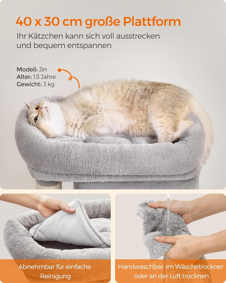 Feandrea Kratzbaum klein, 67 cm Katzenbaum, Katzenhaus für Kätzchen bis zu 3 kg, grosse Plattform, S