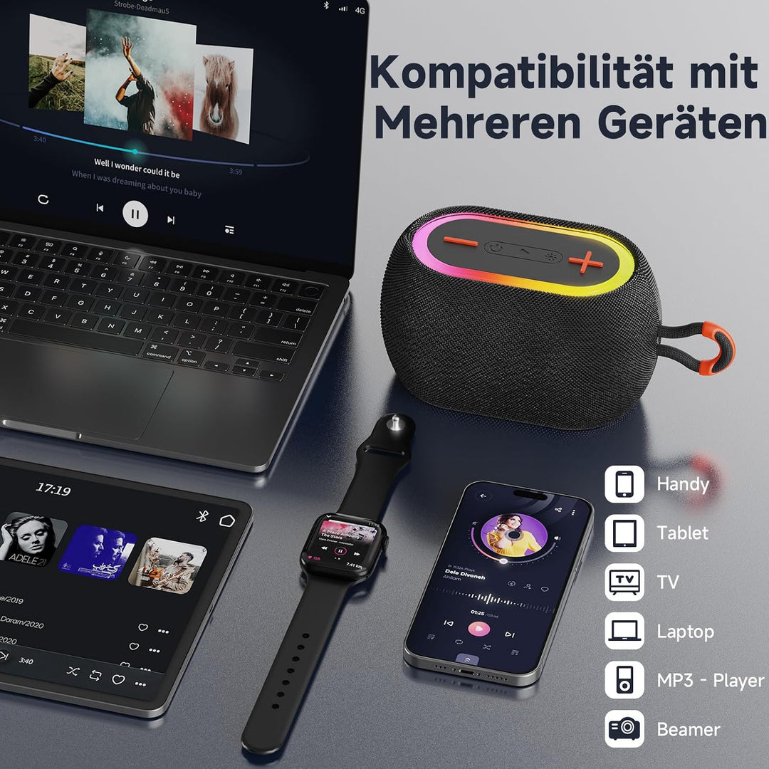 JYX Bluetooth Lautsprecher, 45W Tragbarer Party Lautsprecher mit Bluetooth 5.4, IPX7 Wasserdicht, TW