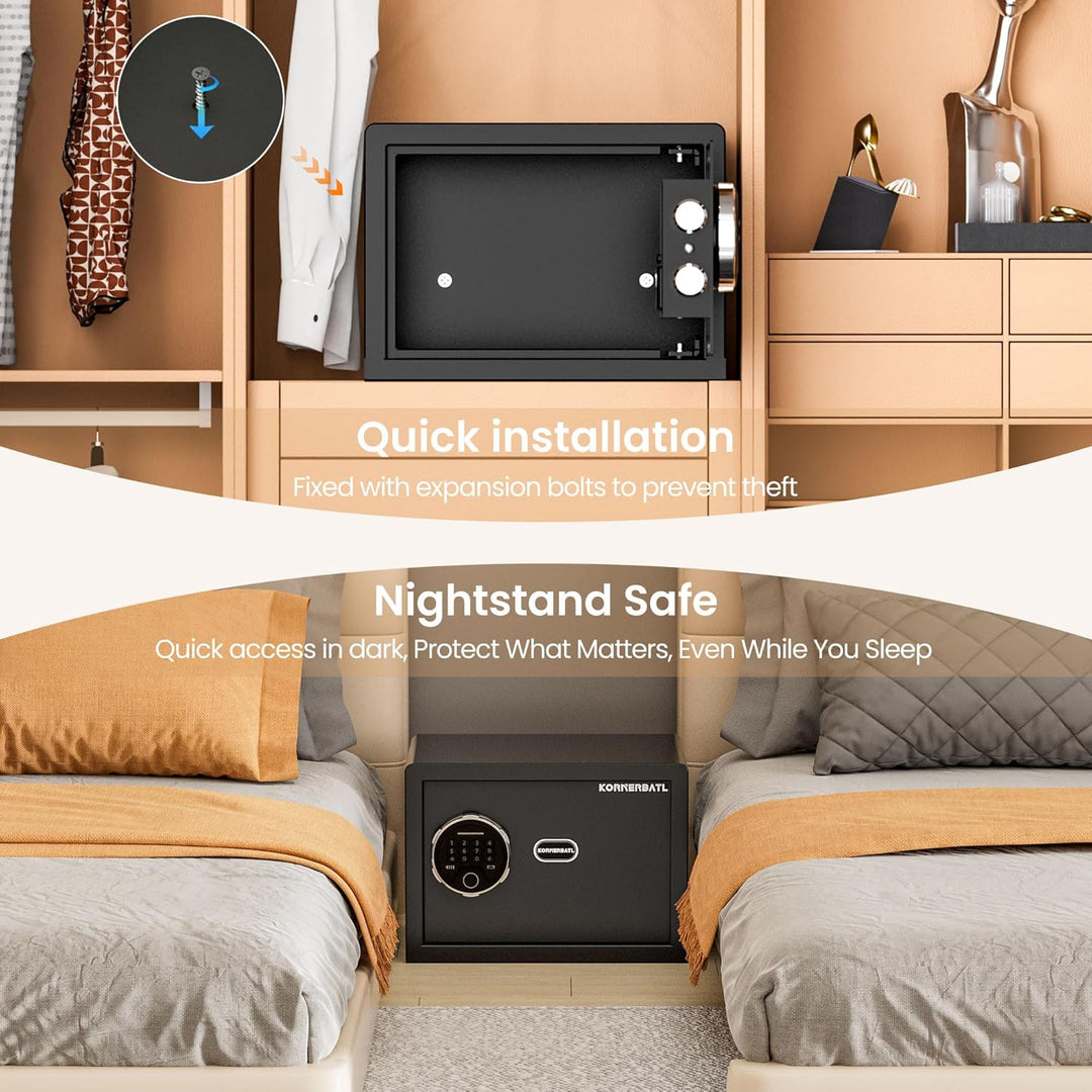 Smarter biometrischer Tresor mit Fingerabdruckschloss, kleiner Safe mit Silent-Modus, beleuchtetem T