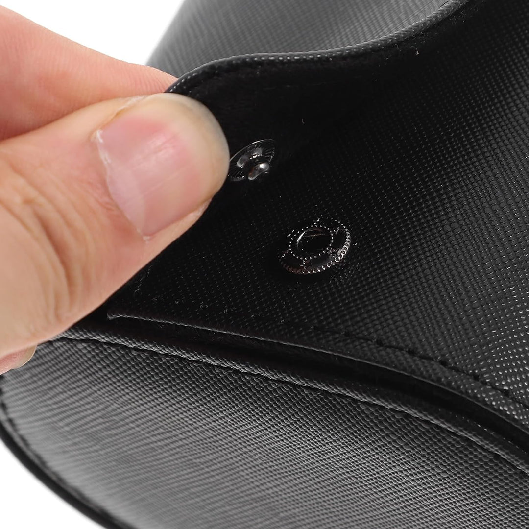 VILLCASE Uhrenbox mit 3 Fächern, rund, Reise-Uhrenbox, PU-Leder, tragbare Uhrenschatulle, schwarz, z