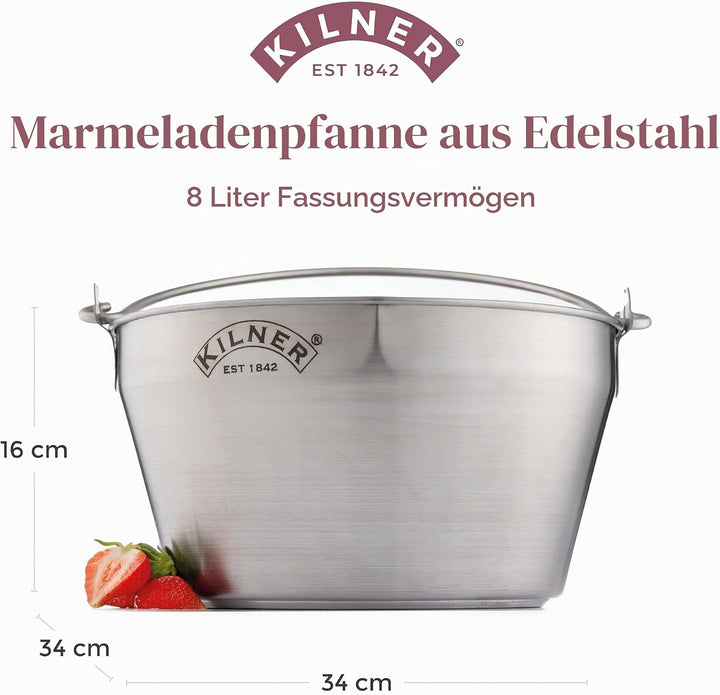 Kilner Edelstahl, 8 Liter Einkochtopf, 30 cm Einkochtopf 8L, Einkochtopf 8L