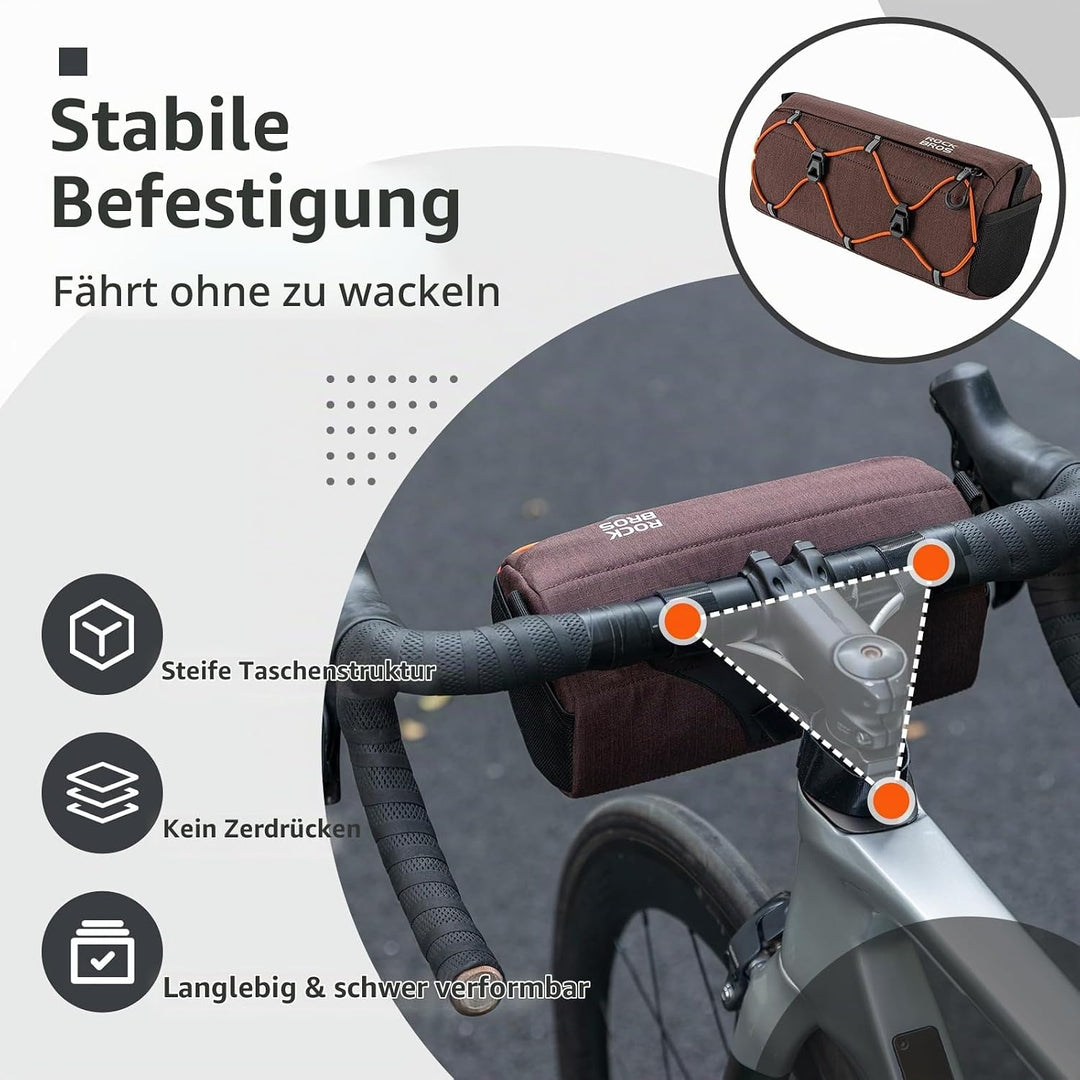 ROCKBROS Fahrrad Lenkertasche 2,2L als Umhängetasche | Fahrradtasche vorne mit abnehmbarem Tragegurt
