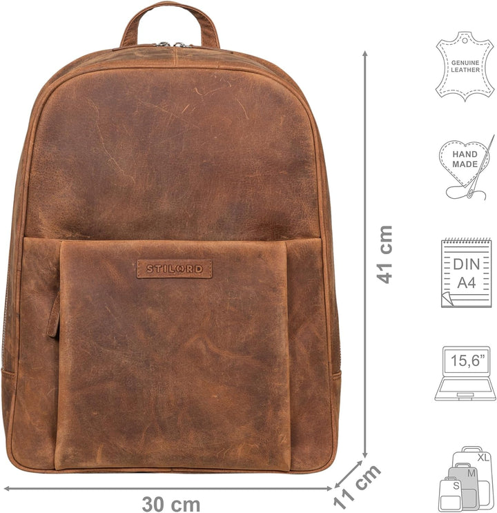 STILORD 'Etienne' Laptop Rucksack Leder 15 Zoll Business Rucksack Damen Leder Herren Notebook Rucksa