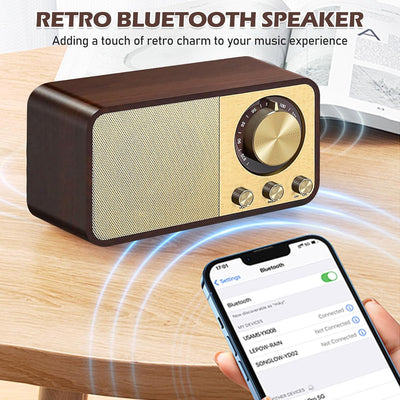 Retro Radio, Nostalgie Radio, Radio mit Bluetooth, Bluetooth Radio, 5W Lautsprecher, mit 1800mAh Akk