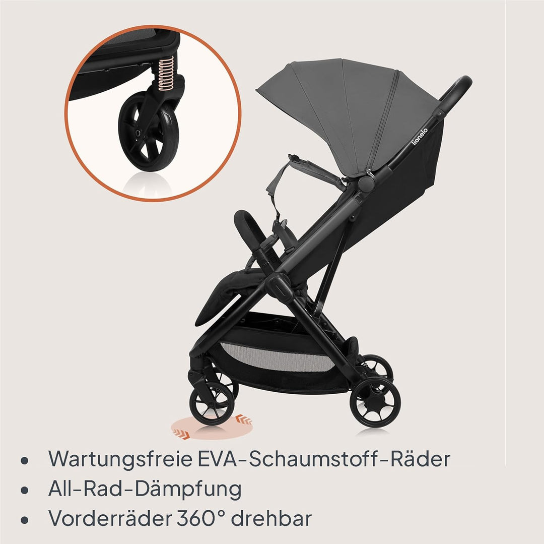 Lionelo Julie Air Buggy bis zu 22 kg von 6 m bis 4 Jahre Für Flugzeug Schwenkräder 360° Federung Ein
