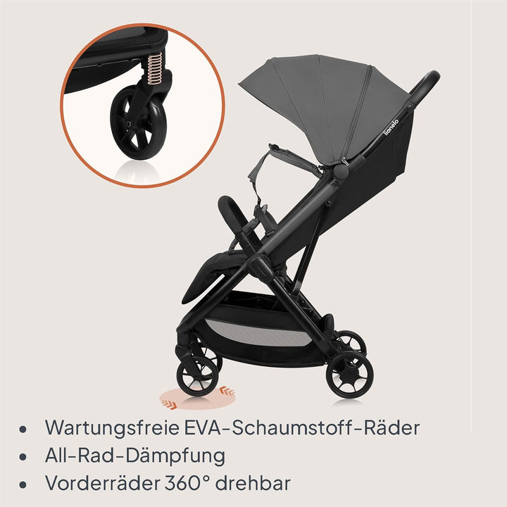 Lionelo Julie Air Buggy bis zu 22 kg von 6 m bis 4 Jahre Für Flugzeug Schwenkräder 360° Federung Ein
