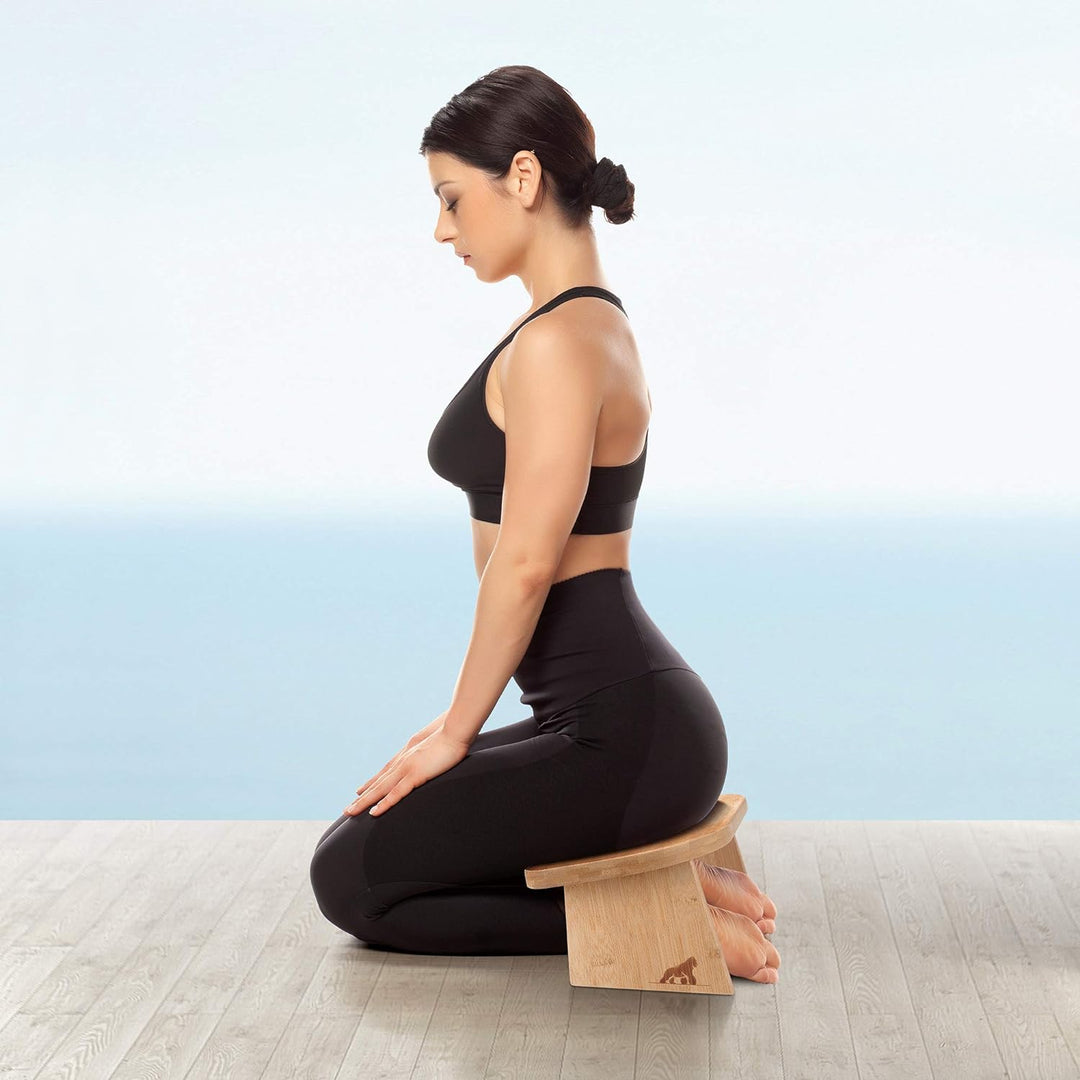 MY FAT GORILLA Klappbare Meditationsbank aus Bambus – Yoga Hocker für Tiefe Meditation und Achtsamke