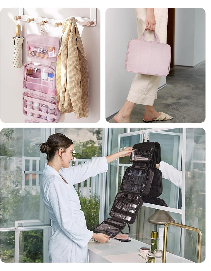 BAGSMART Kulturbeutel zum Aufhängen, Kulturtasche für Damen, Kosmetiktasche Gross, Toilettentasche D