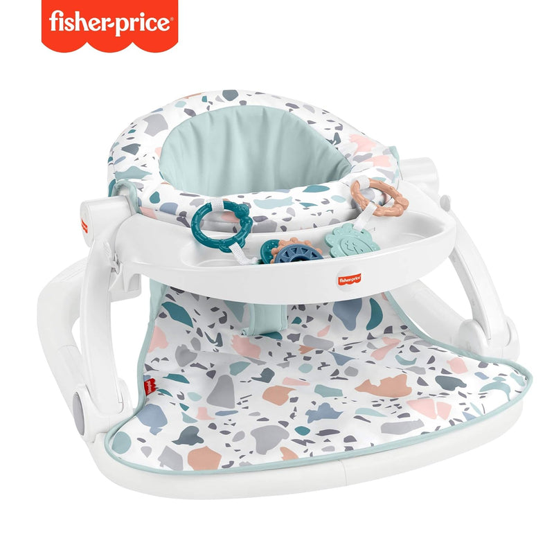 Fisher-Price Portable Baby Chair with Tray and 2 Baby Toys, Sit-Me-Up Floor Seat, Pacific Pebble St