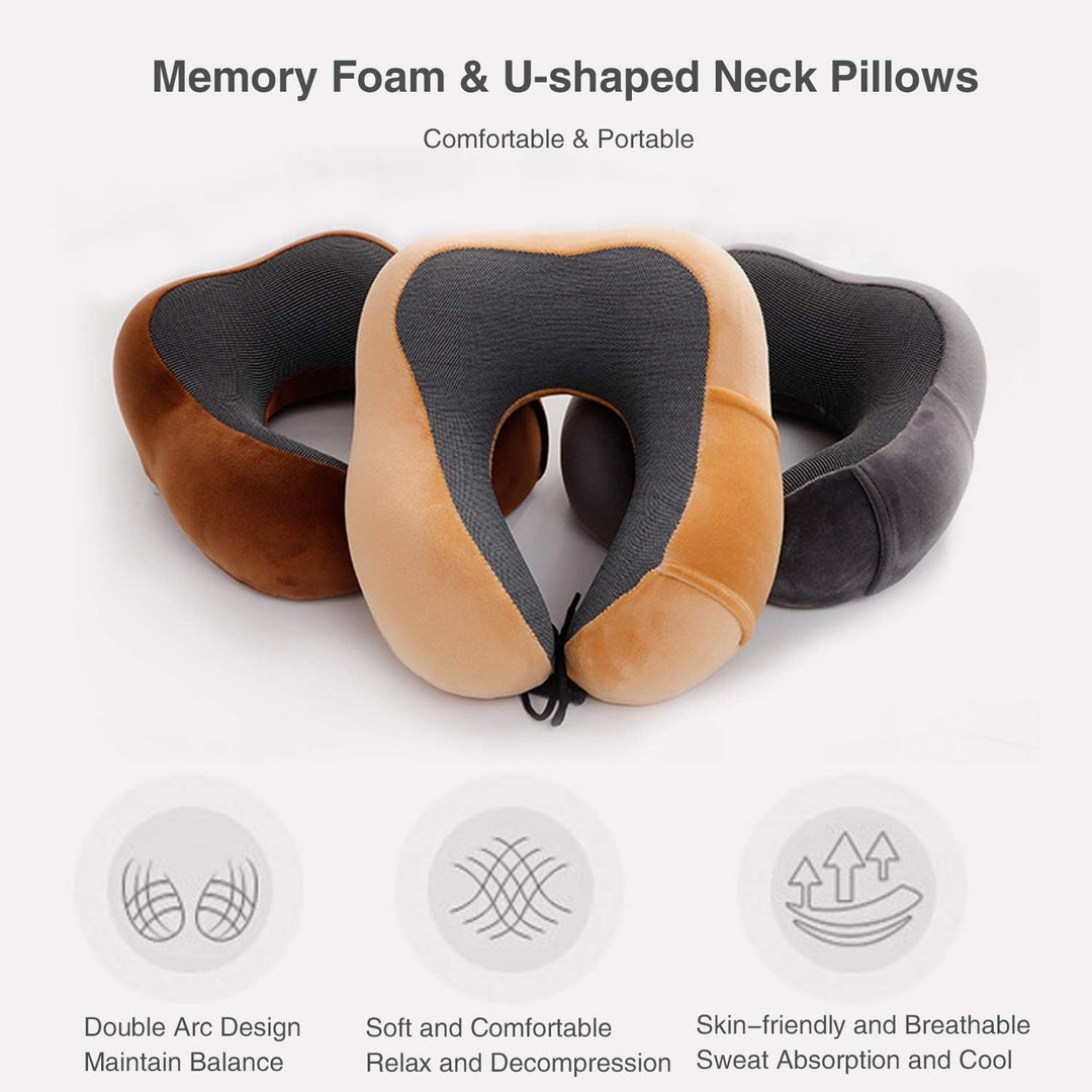 FANDARE Nackenkissen Reisekissen aus Memory-Schaum Neck Pillow Damen Herren Nackenhörnchen Nackenstü