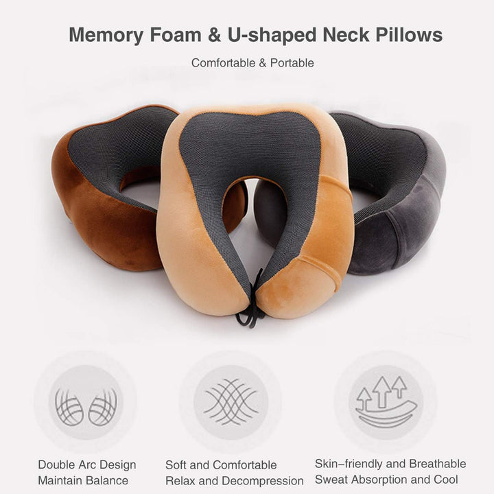 FANDARE Nackenkissen Reisekissen aus Memory-Schaum Neck Pillow Damen Herren Nackenhörnchen Nackenstü