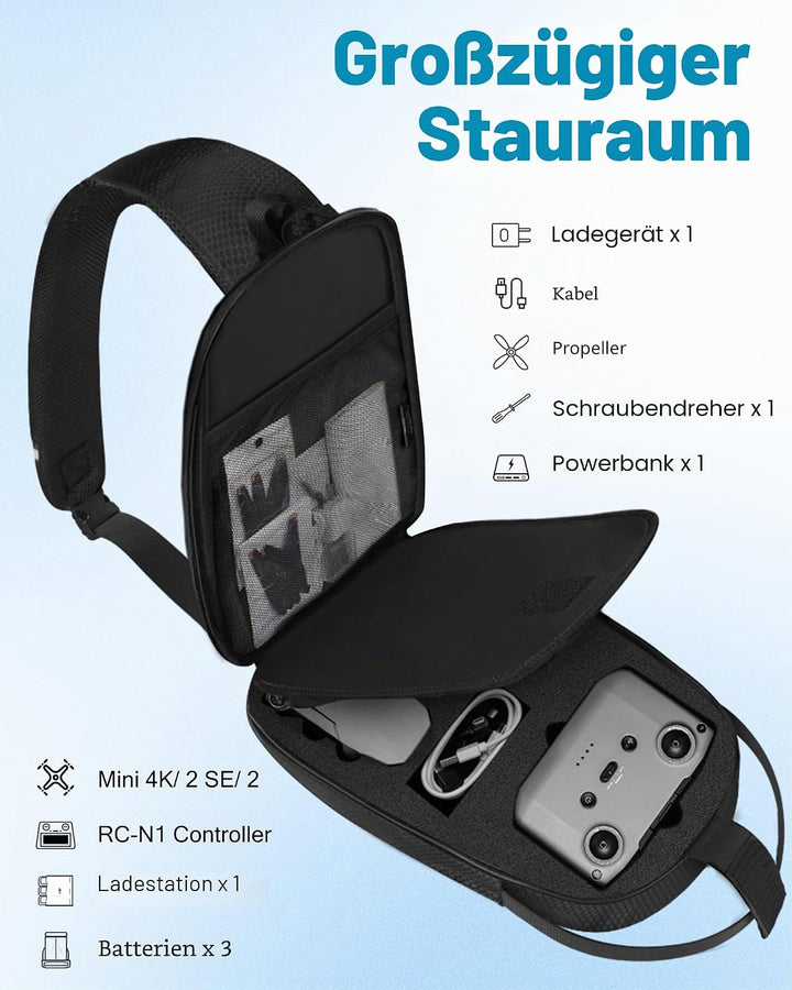PEKREWS Mini 4K Tasche, Tragbare Koffer für DJI Mini 4K /2/2 SE und RC-N1 Fernsteuerung, Kompakte Re