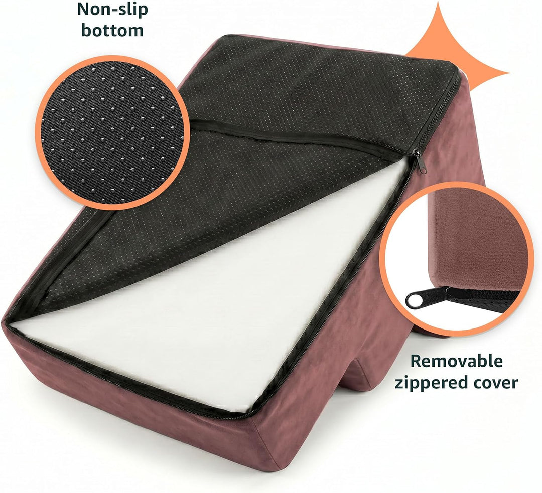 murando Hundetreppe für Kleine Hunde 3 Stufen 30 cm, Samt - Altrosa | Haustiertreppe für Bett, Sofa,