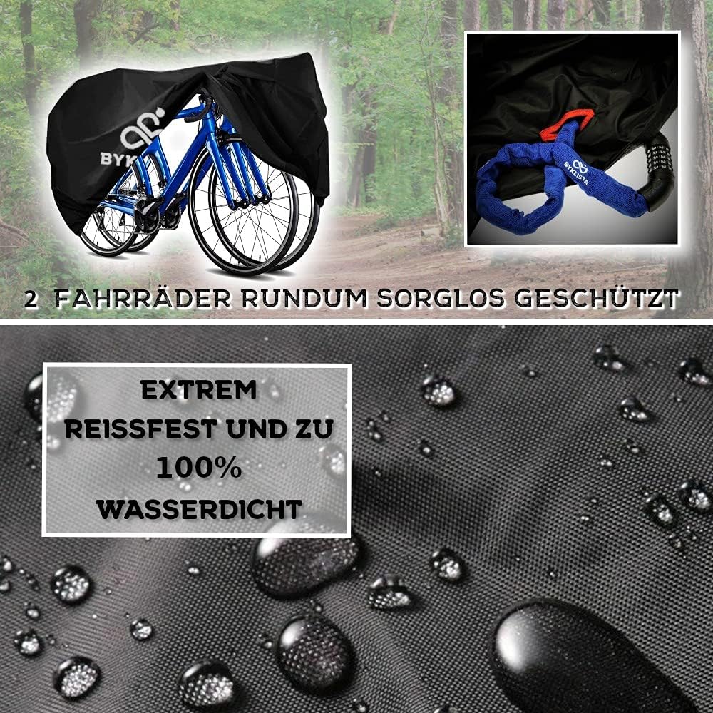 BYKLISTA Fahrradgarage für 2 Fahrräder + eBook - Fahrradabdeckung wasserdicht aus 210D Oxford-Gewebe