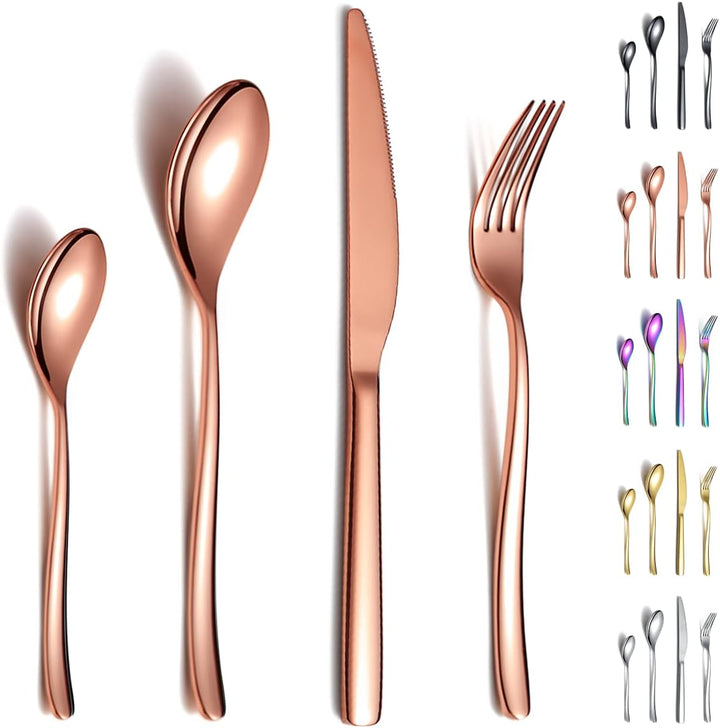 Berglander Roségold Besteck-Set 24-tlg., Stabiles Edelstahl-Titan-Kupfer-Besteck-Set Besteck-Set Ros